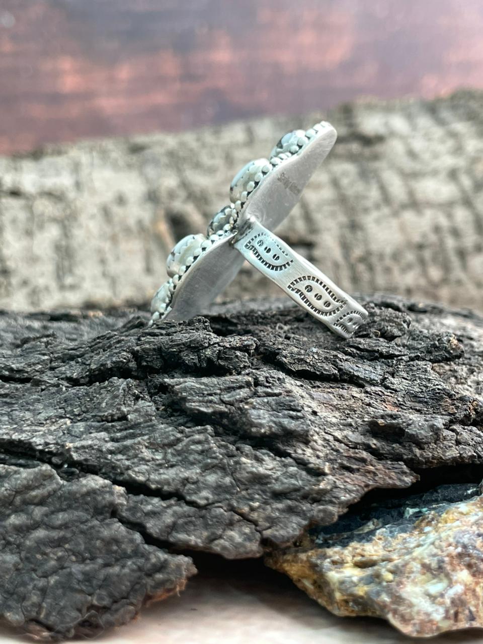Handmade Sterling Silver Wildhorse Magnesite Adjustable Ring "Signed Nizhoni"