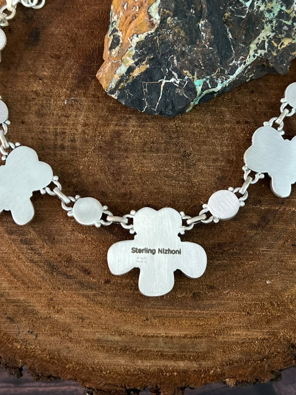 Handmade Sterling Silver Golden Hills Turquoise Choker Necklace Signed Nizhoni