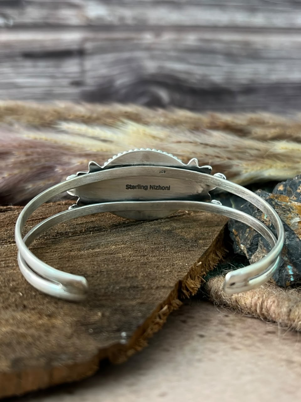 Handmade Sterling Silver Egyptian Turquoise Cuff Bracelet Signed Nizhoni (6)