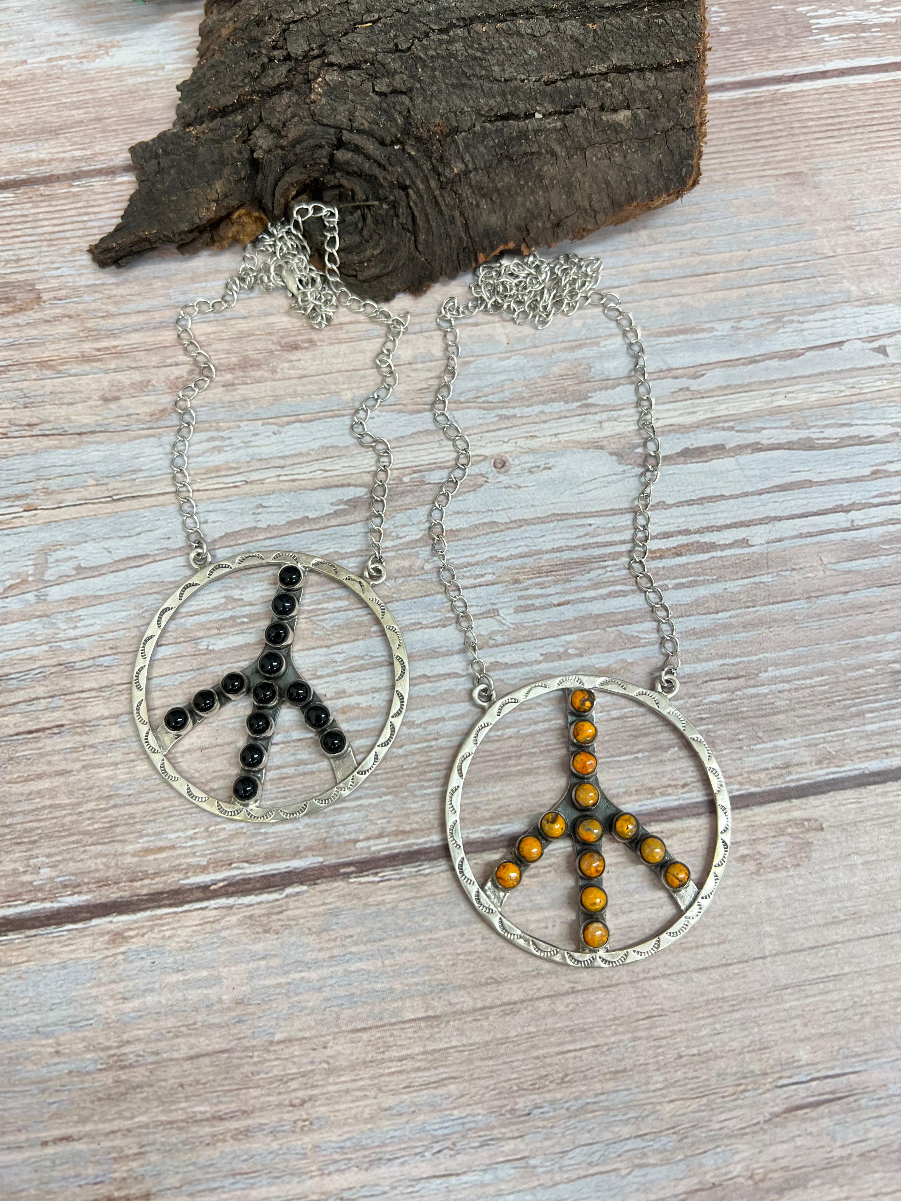 Handmade Sterling Silver Black Onyx, Bumblebee Necklace Signed Nizhoni