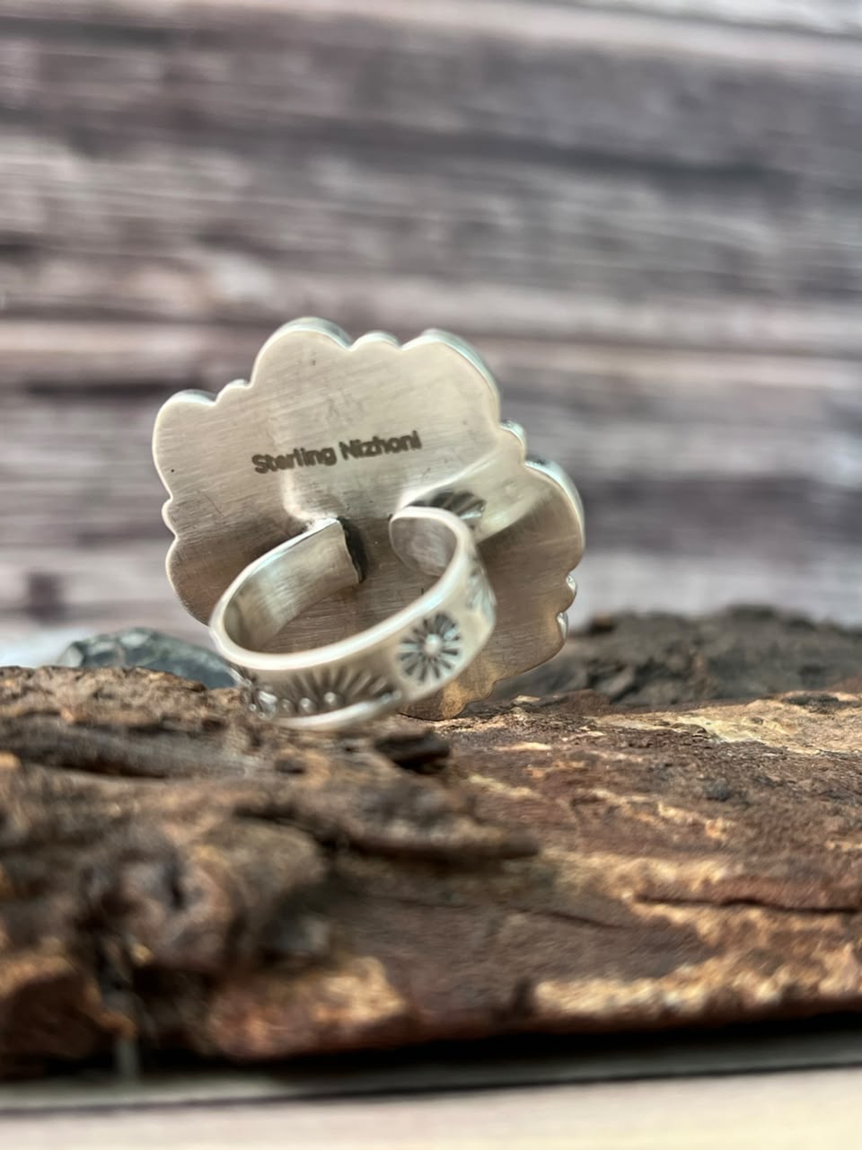 Handmade Sterling Silver Gem Silica Collection: Adjustable Ring Signed Nizhoni