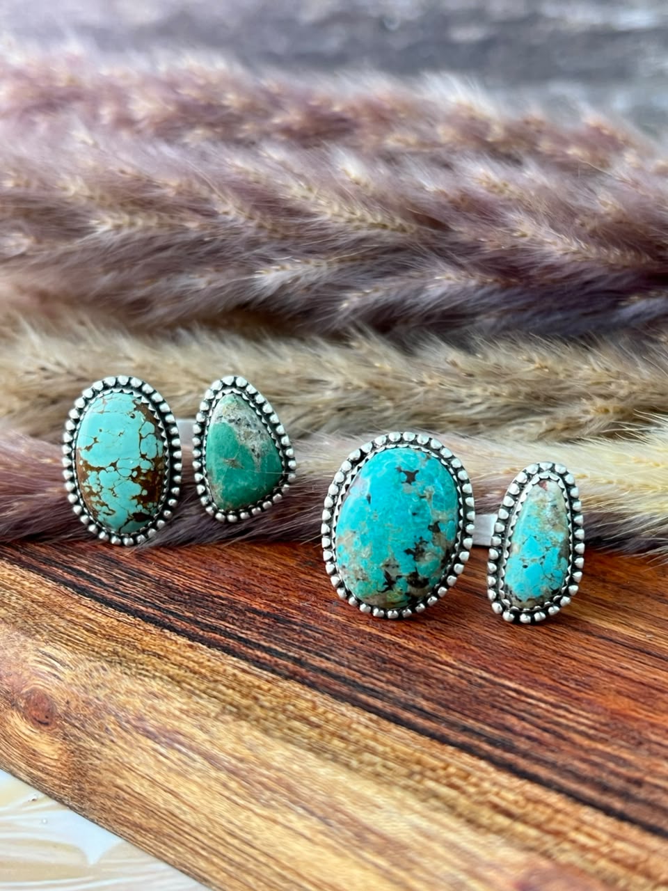 Handmade Sterling Silver Manassa Turquoise Adjustable Ring Signed Nizhoni