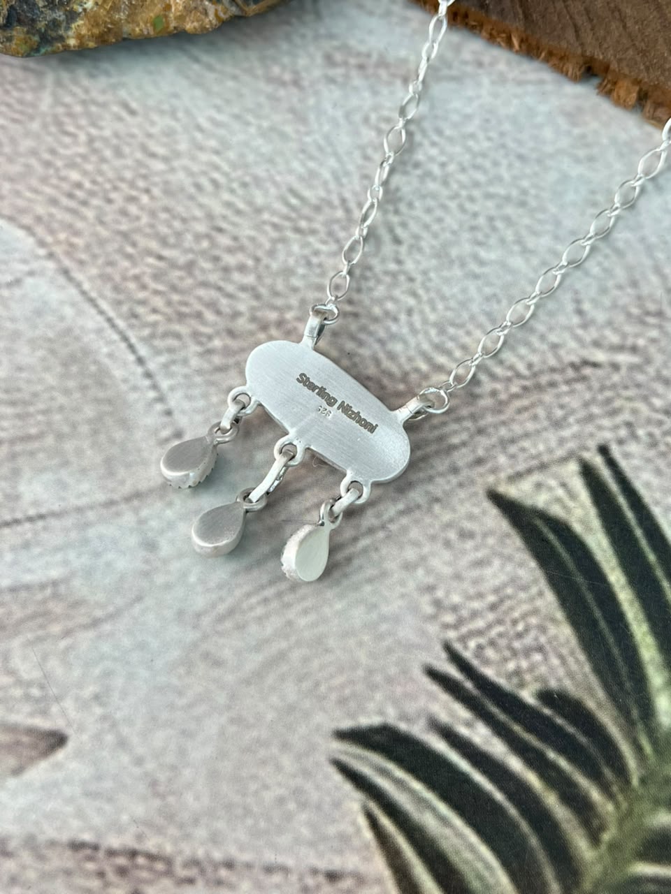 Handmade Sterling Silver Kingman Turquoise Necklace Signed Nizhoni