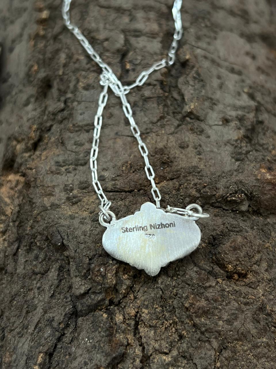 Handmade Sterling Silver Palomino Turquoise Necklace "Signed Nizhoni"