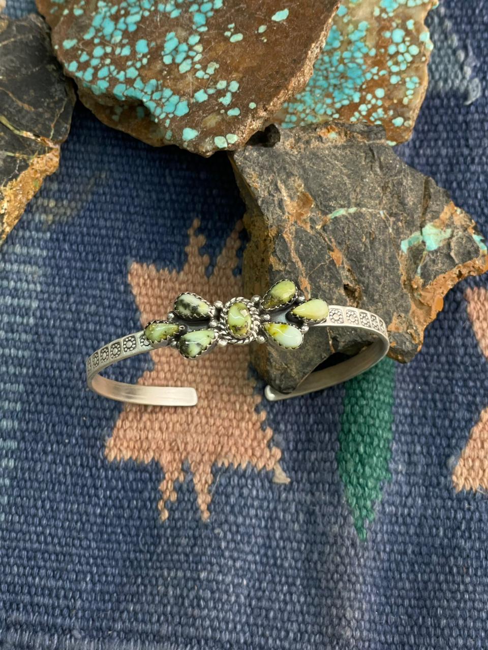 Handmade Sterling Silver Palomino Turquoise Cuff Bracelet "Signed Nizhoni"