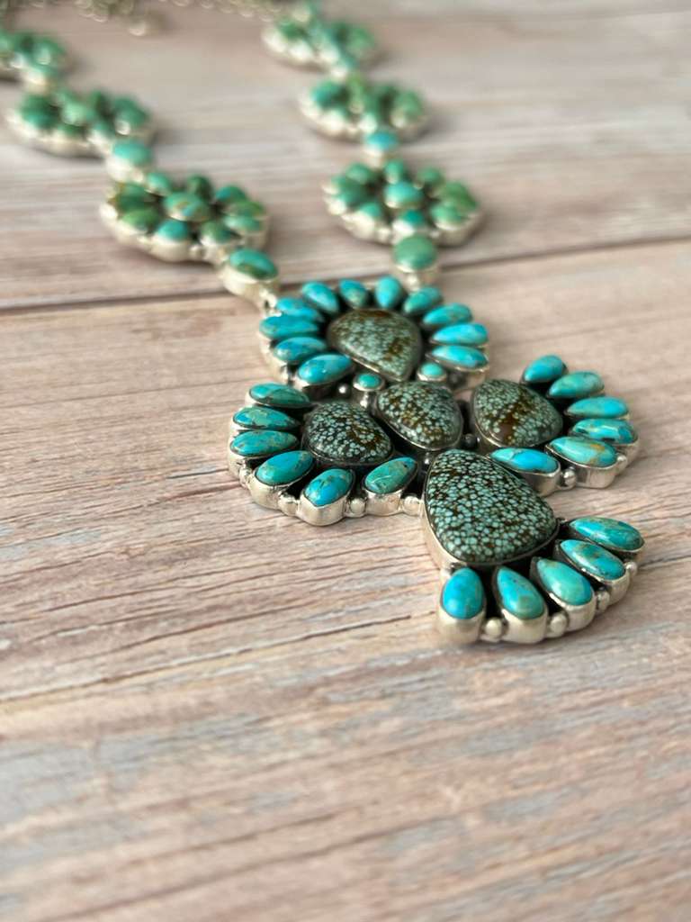 Handmade Sterling Silver Kingman Turquoise with Starfox Necklace with Signed Nizhoni
