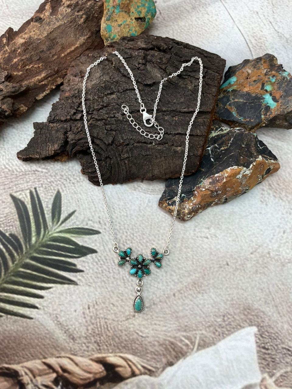 Handmade Sterling Silver Kingman Turquoise Necklace "Signed Nizhoni"