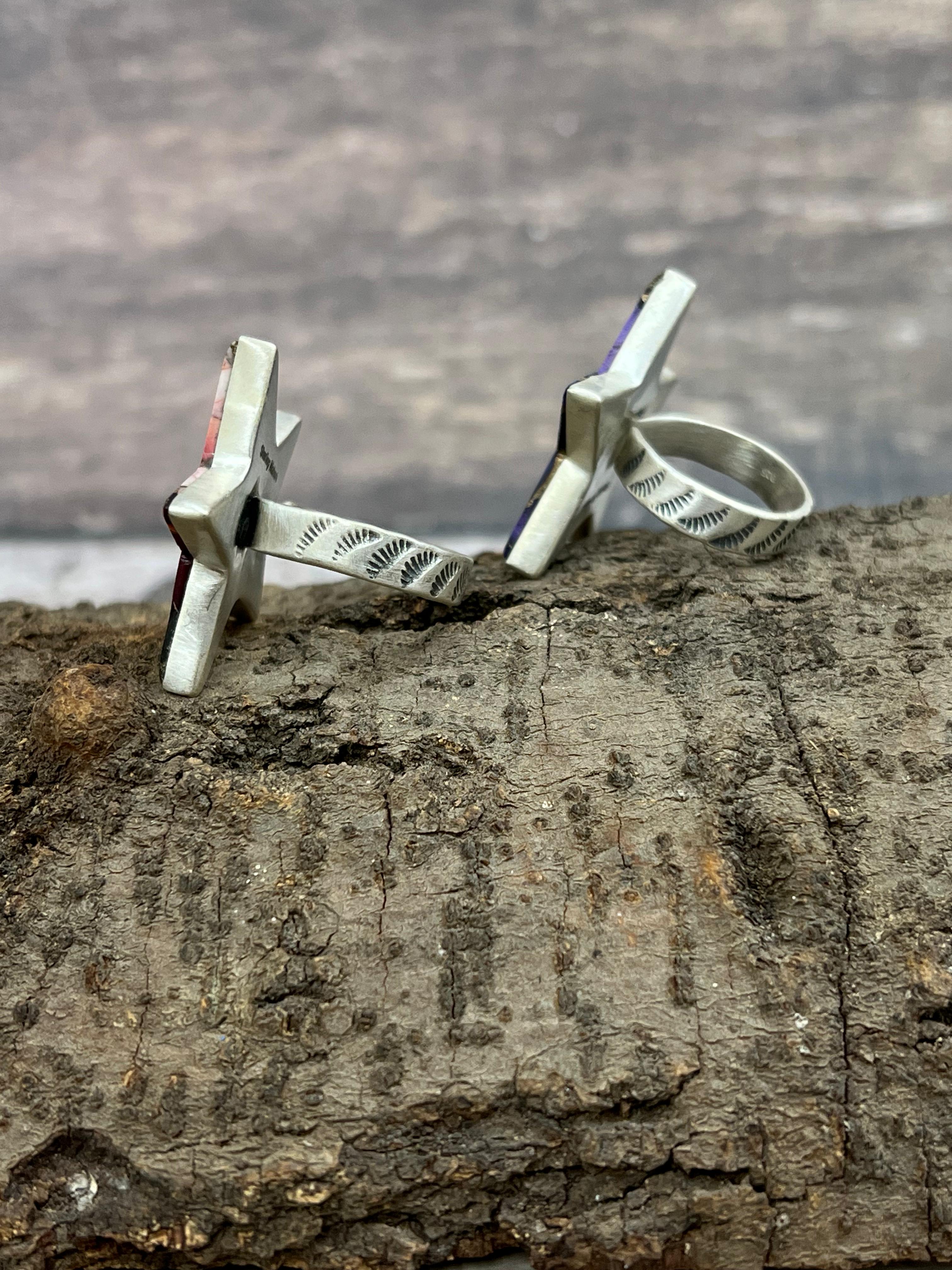 Handmade Sterling Silver Grape Dahlia, Dahlia Rose Adjustable Ring with Signed Nizhoni