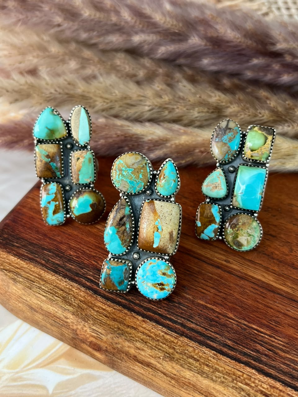 Handmade Sterling Silver Royston Turquoise Adjustable Ring Signed Nizhoni