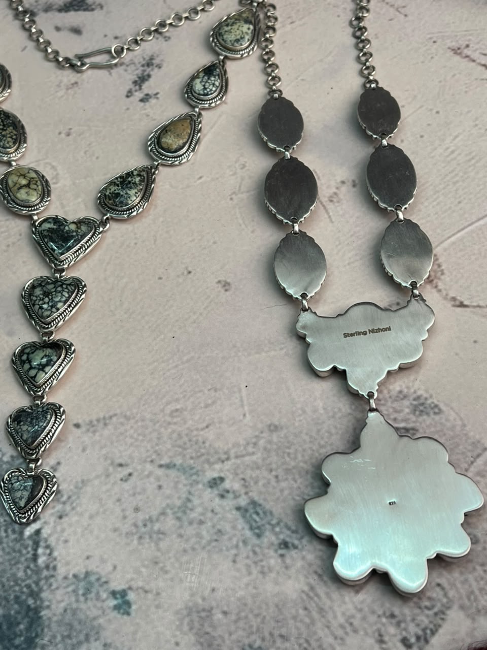 Handmade Sterling Silver Colina Verde Variscite Collection: Necklace Signed Nizhoni