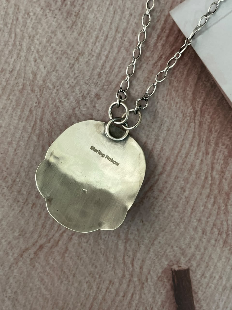 Handmade Sterling Silver Kingman Turquoise Halloween Collection: Necklace Signed Nizhoni