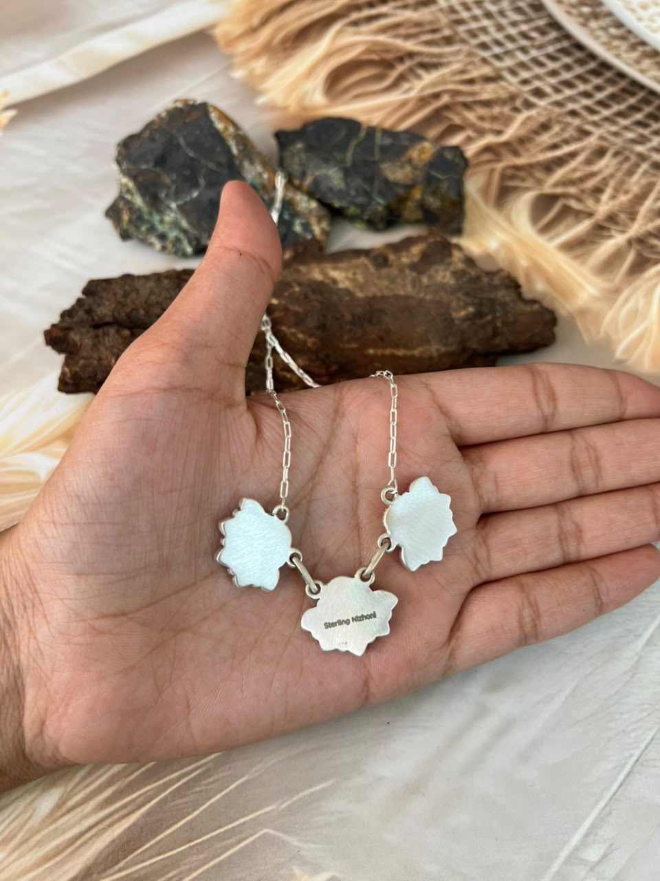 Handmade Sterling Silver Cotton Candy Necklace Signed Nizhoni