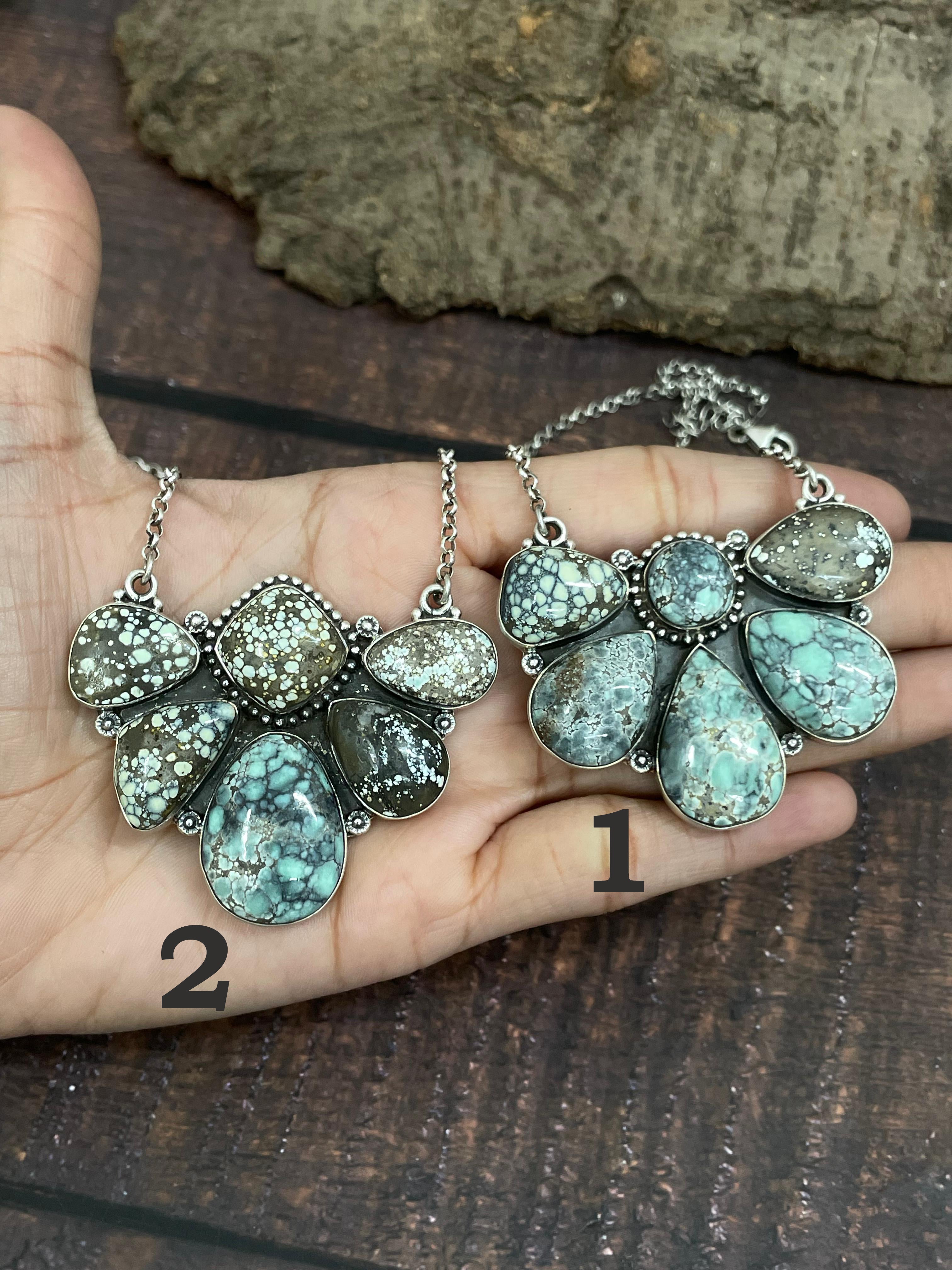 Handmade Sterling Silver Starfox Variscite Necklace Signed Nizhoni