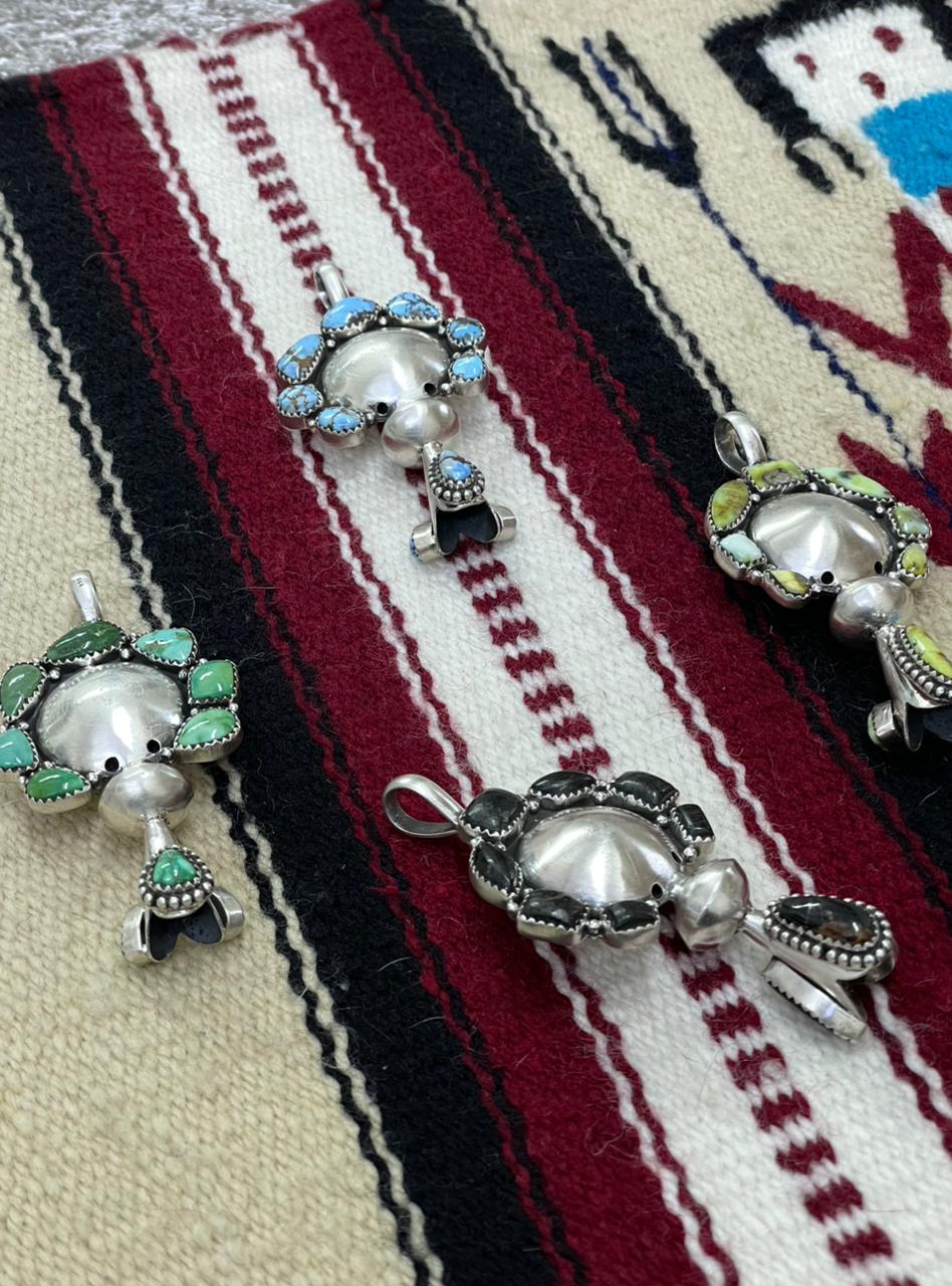 Handmade Sterling Silver Multi Stone Pendant "Signed Nizhoni"