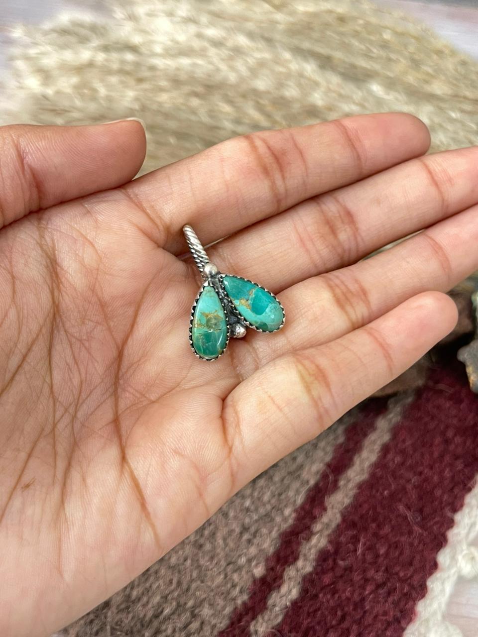 Handmade Sterling Silver Kingman Turquoise Hat Pin "Signed Nizhoni"