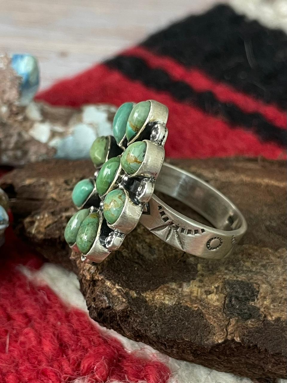 Handmade Sterling Silver Kingman Turquoise Ring "Signed Nizhoni"