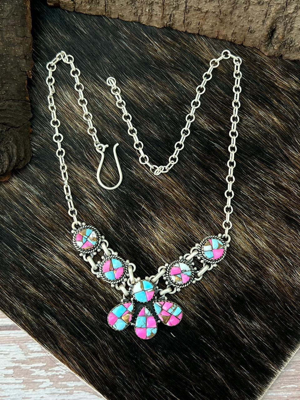 Handmade Sterling Silver Cotton Candy Necklace "Signed Nizhoni"