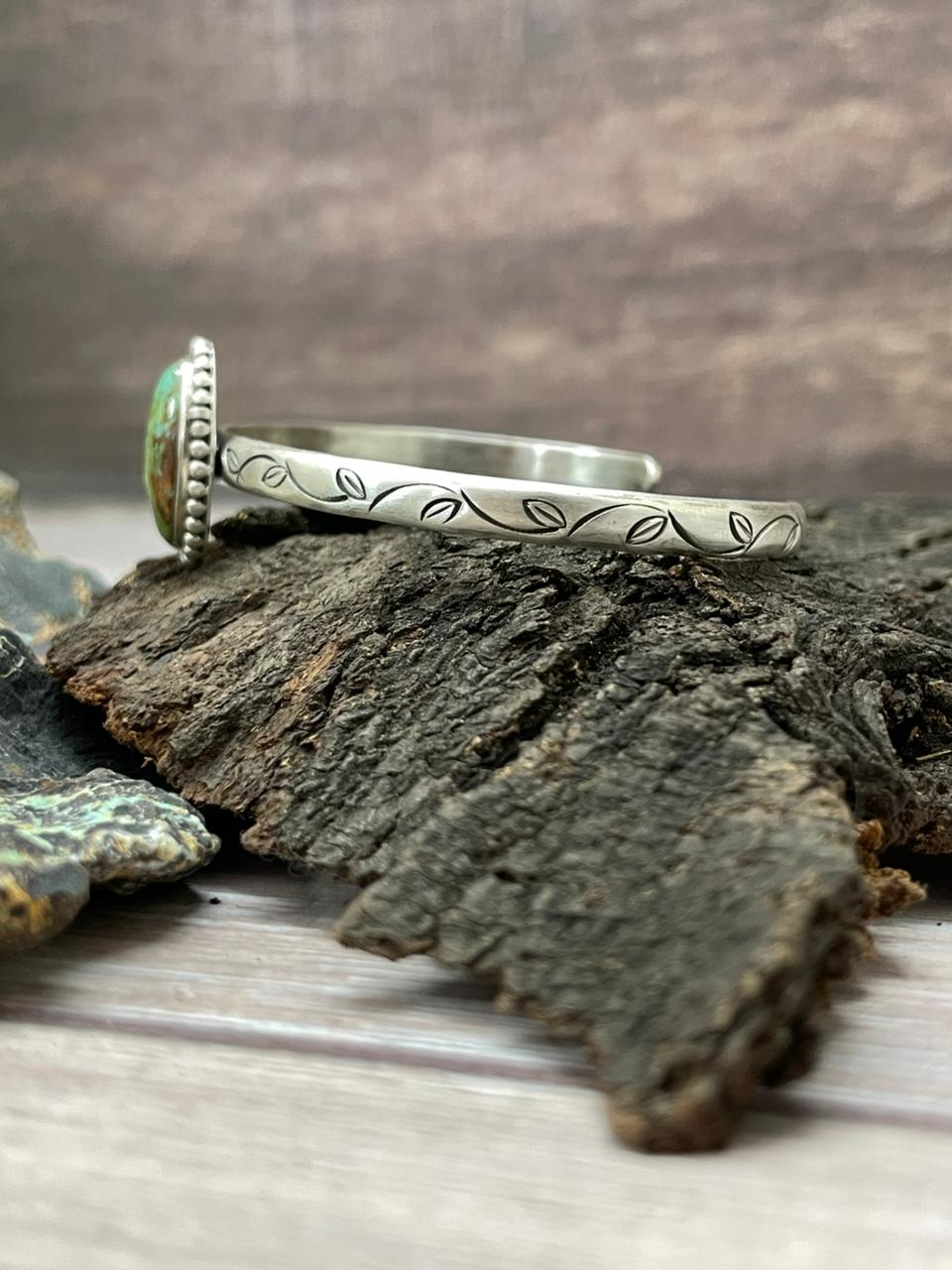 Handmade Sterling Silver Mantis Turquoise Cuff Bracelet "Signed Nizhoni"