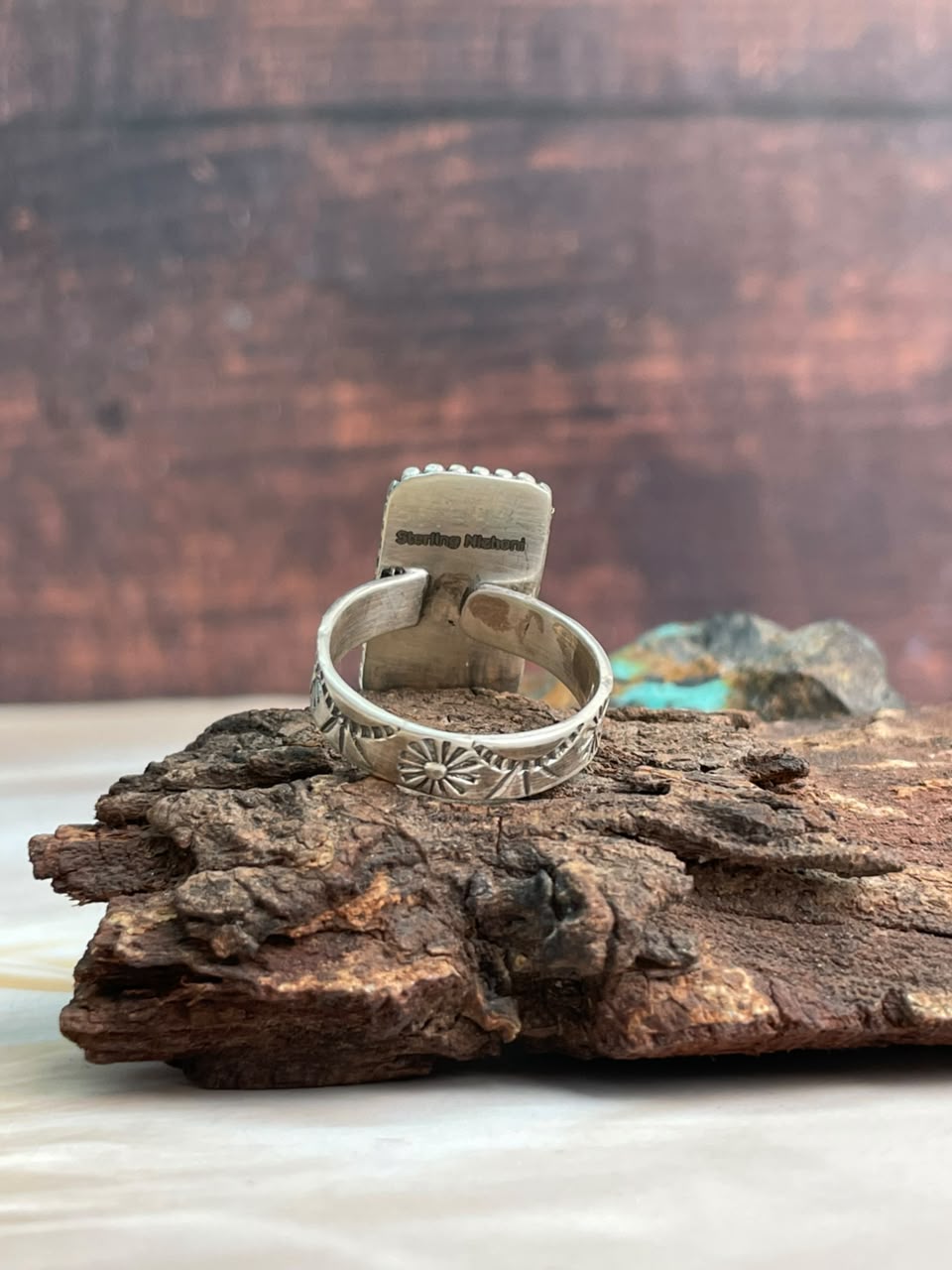Handmade Sterling Silver Christmas Dahlia Collection: Adjustable Bar Ring Signed Nizhoni