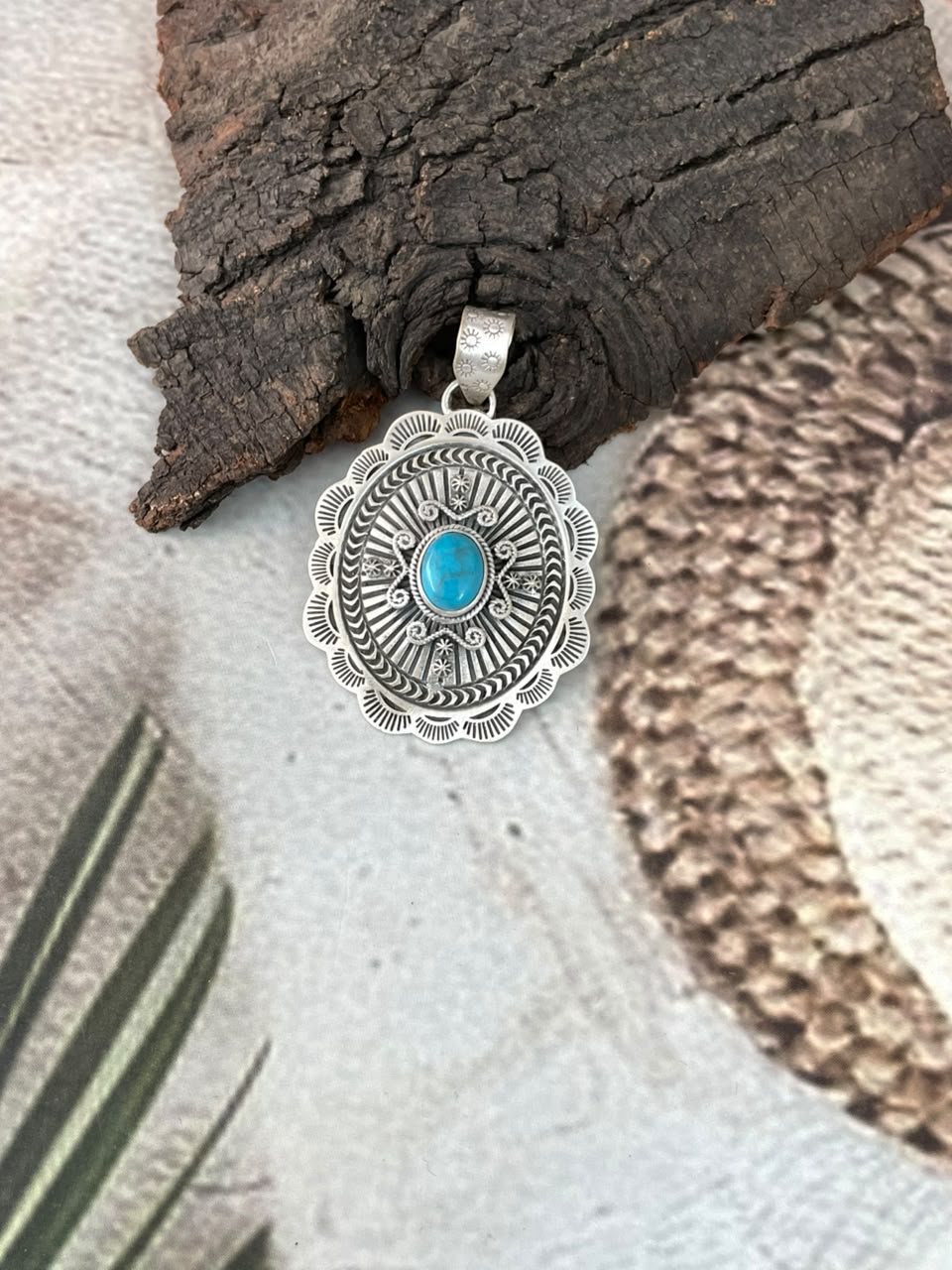 Handmade Sterling Silver Kingman Turquoise Pendant Signed Nizhoni (8)