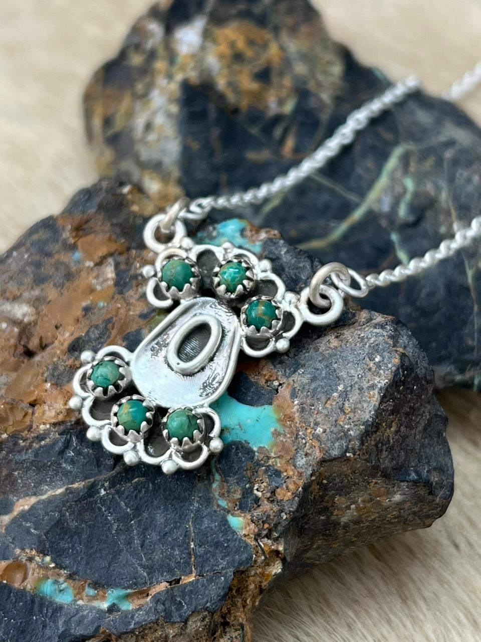 Handmade Sterling Silver Kingman Turquoise Necklace "Signed Nizhoni"