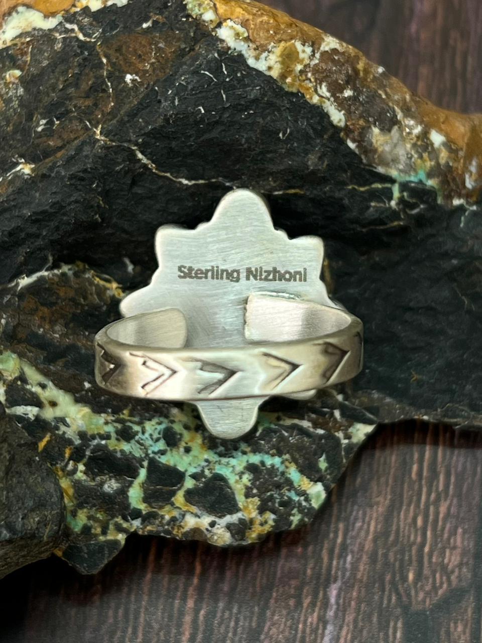 Handmade Sterling Silver Wildhorse Magnesite Adjustable Ring "Singed Nizhoni"