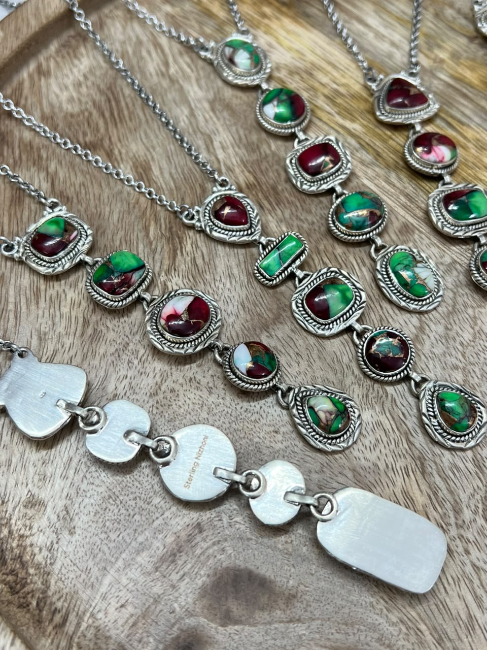 Handmade Sterling Silver Christmas Dahlia Collection: Necklace Signed Nizhoni