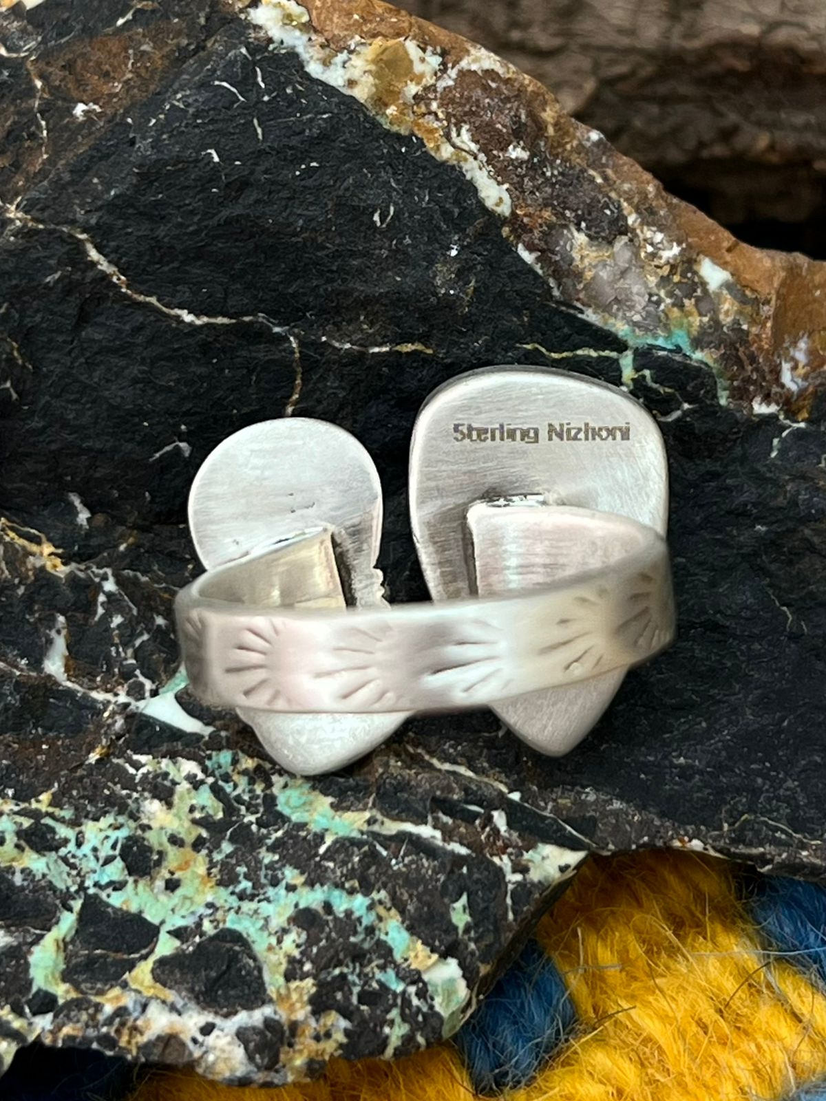 Handmade Sterling Silver Sonoran Mountain Turquoise Snowman Adjustable Ring "Signed Nizhoni"