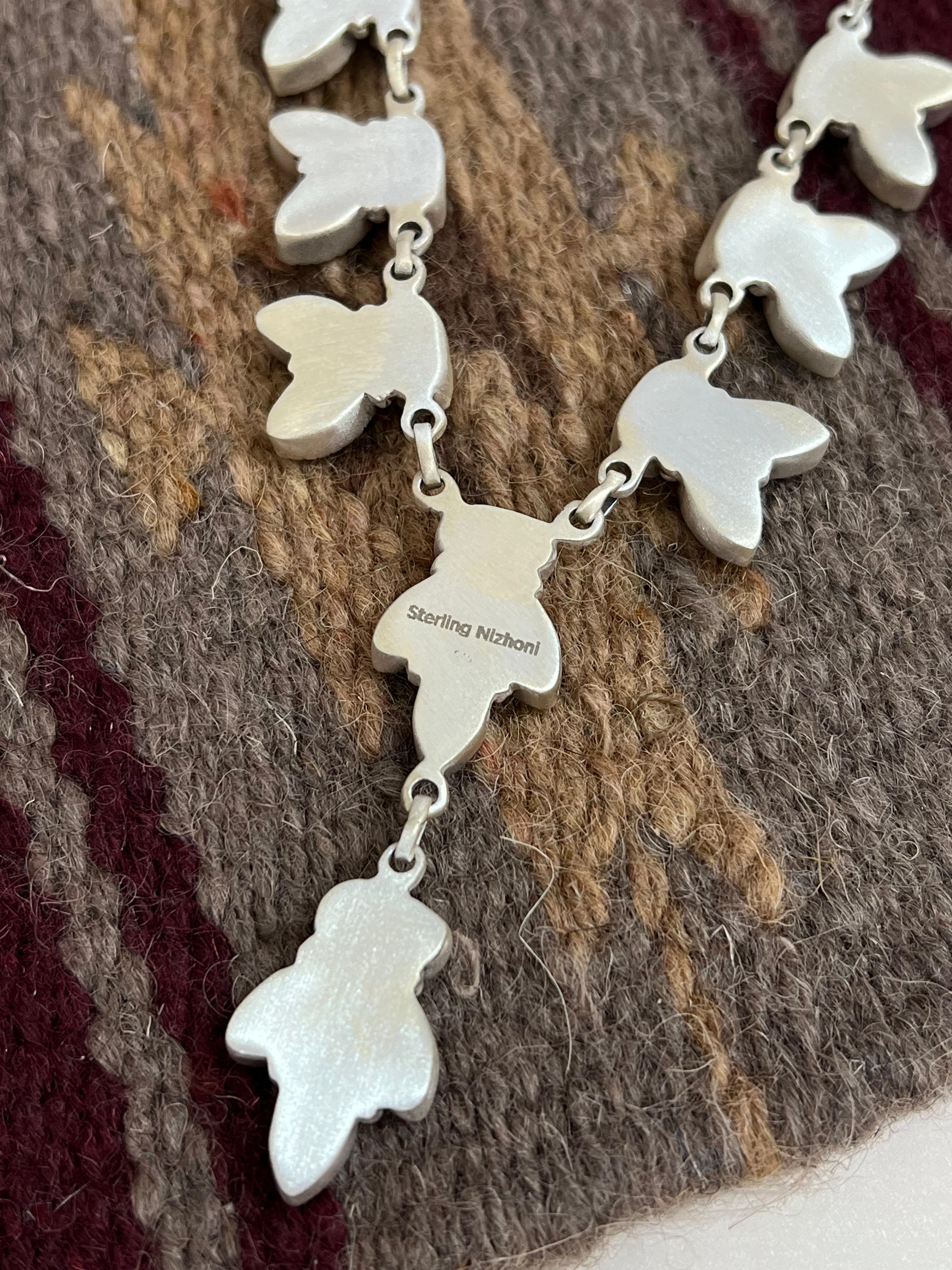 Christmas Collection Handmade Sterling Silver Coral with Peridot Necklace with Signed Nizhoni