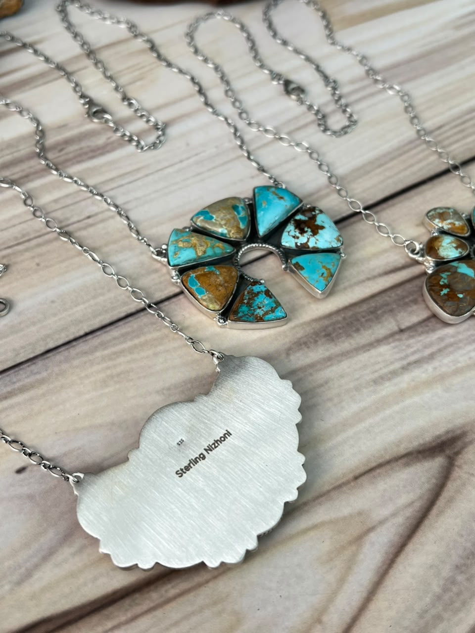 Handmade Sterling Silver Royston Turquoise Necklace Signed Nizhoni