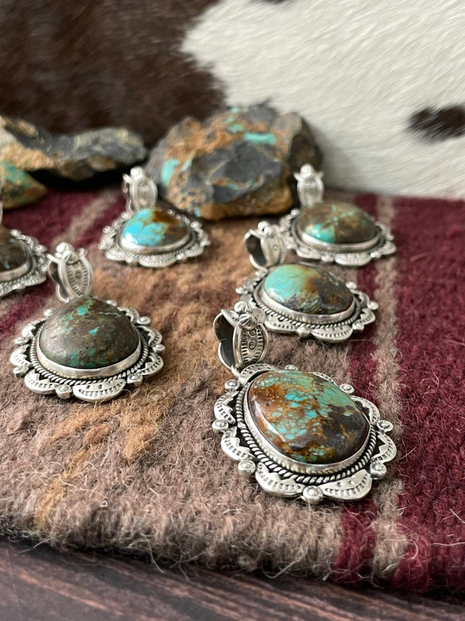 Handmade Sterling Silver Royston Turquoise Pendant "Signed Nizhoni" Leslie’s fav