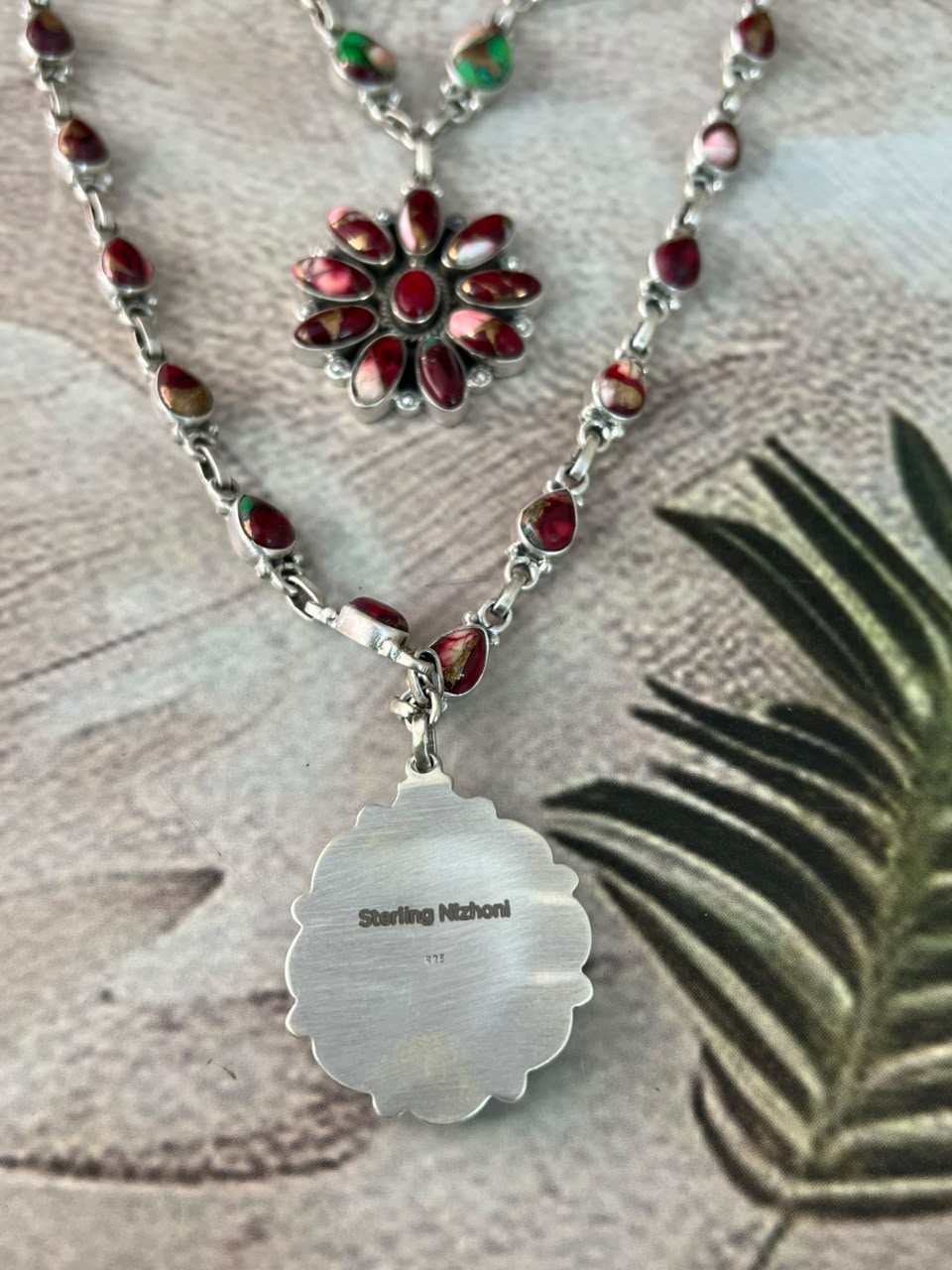 Handmade Sterling Silver Christmas Dahlia Collection: Layerd Necklace Signed Nizhoni