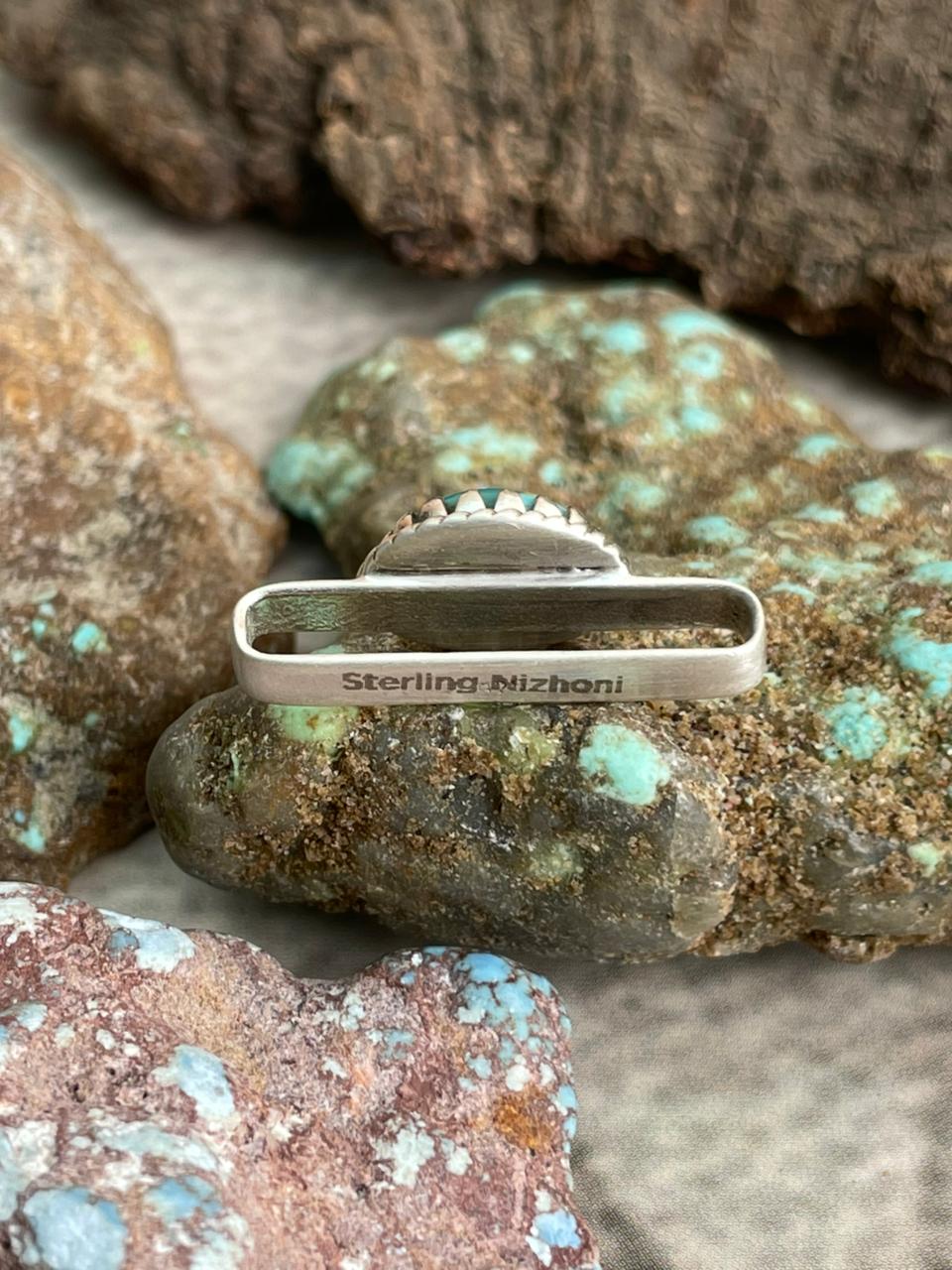 Handmade Sterling Silver Kingman Turquoise Watch Charms with Signed Nizhoni