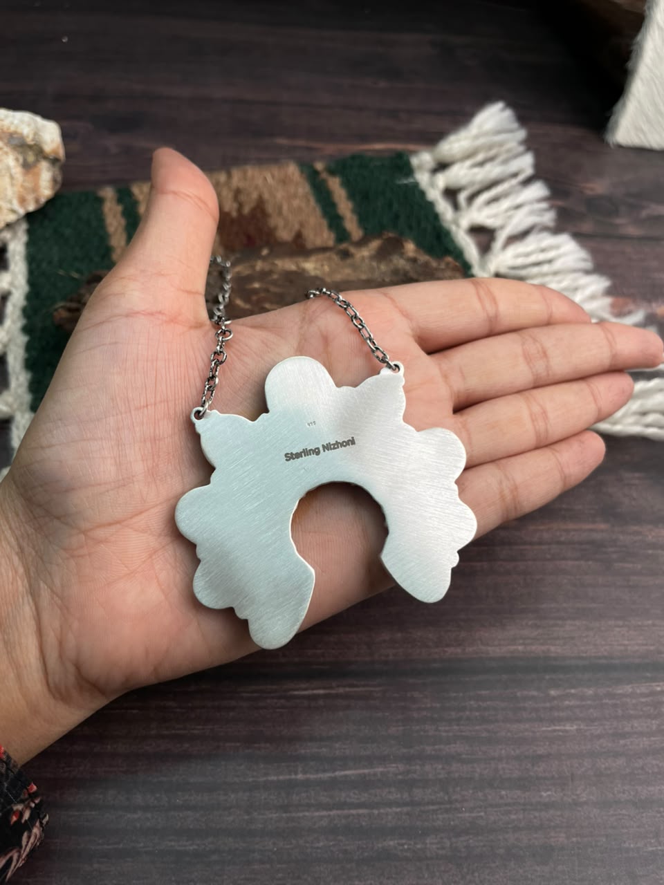 Handmade Sterling Silver Crimson Cowgirl Turquoise Collection: Naja Necklace Signed Nizhoni
