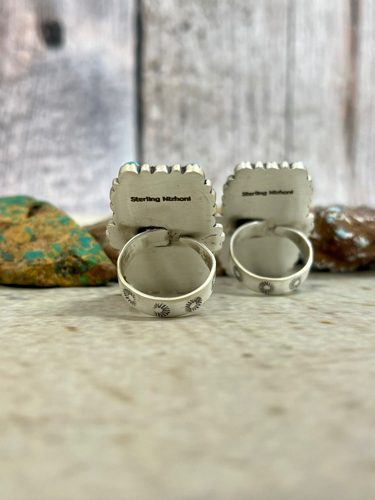 Handmade Sterling Silver Cotton Candy with Kingman, Grape Dahlia with Kingman Adjustable Ring, Signed Nizhoni