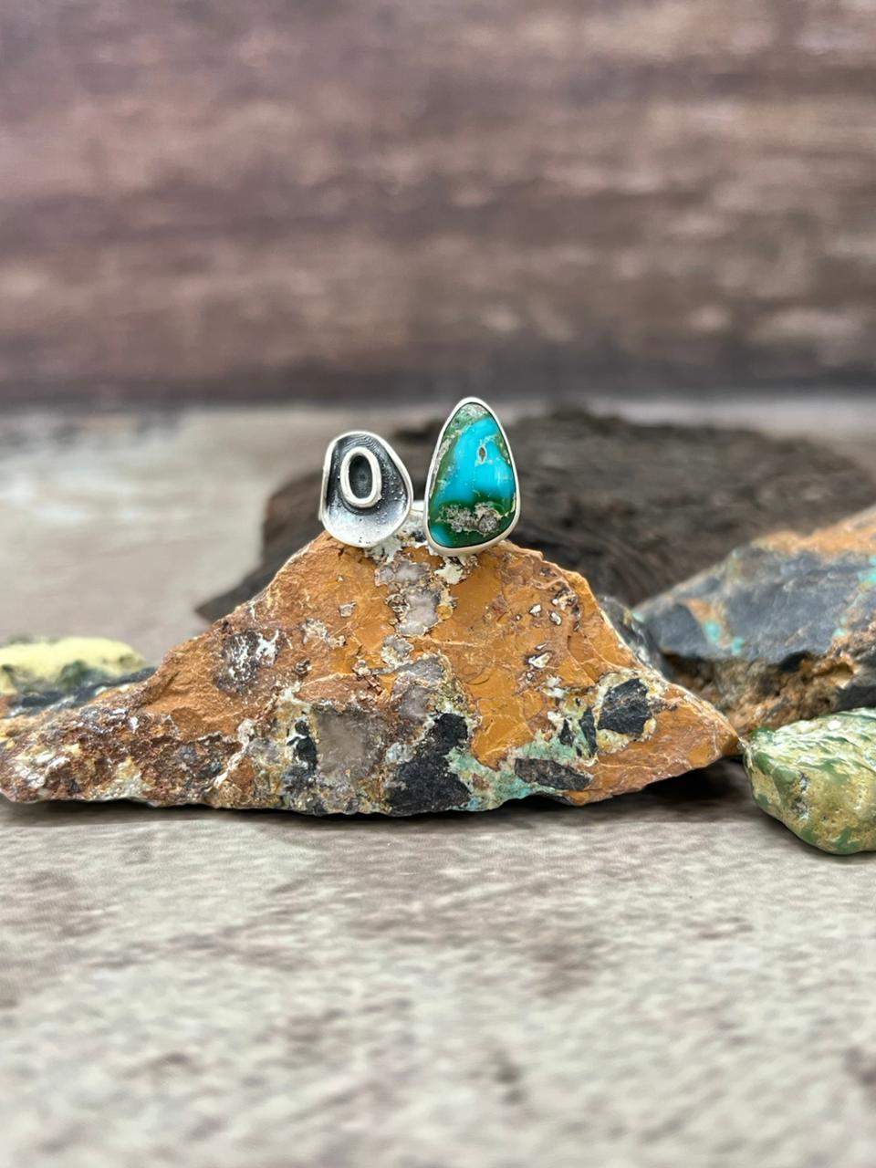 Handmade Sterling Silver Sonoran Mountain Turquoise Adjustable Ring "Signed Nizhoni"