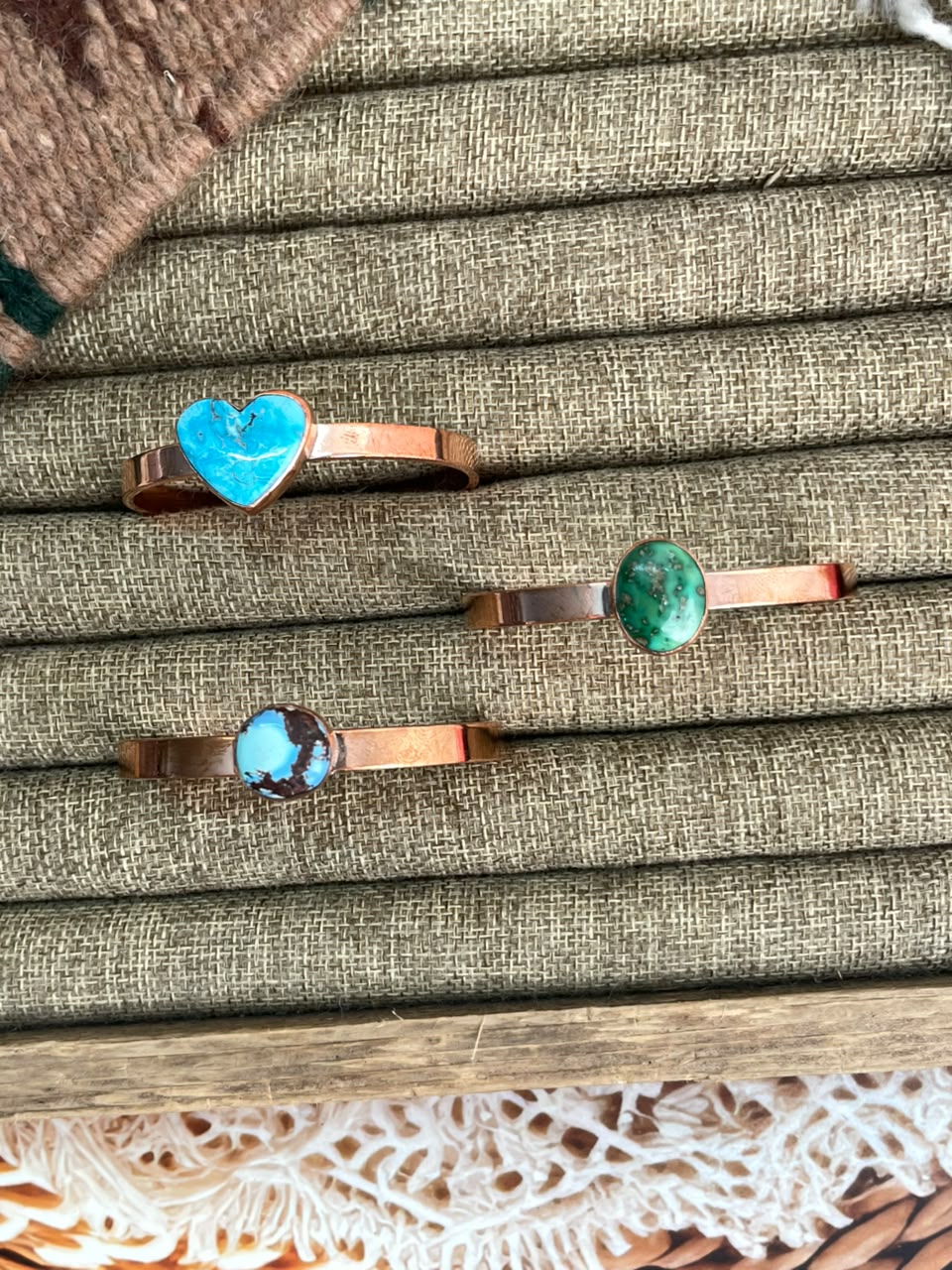 Handmade Sonoran Mountain, Sierra Bella and Golden Hills Turquoise Copper Collection: Cuff Bracelet Signed Nizhoni