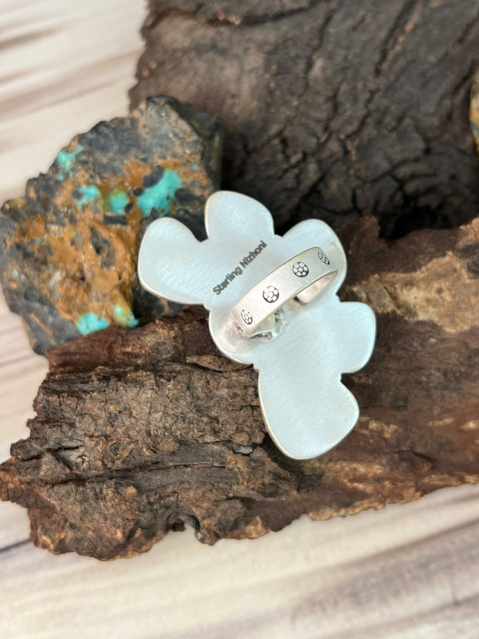 Handmade Sterling Silver Easter Blue Turquoise Adjustable Ring Signed Nizhoni