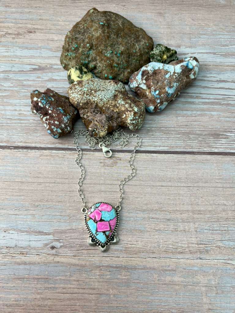 Handmade Sterling Silver Cotton Candy Necklace "Signed Nizhoni"