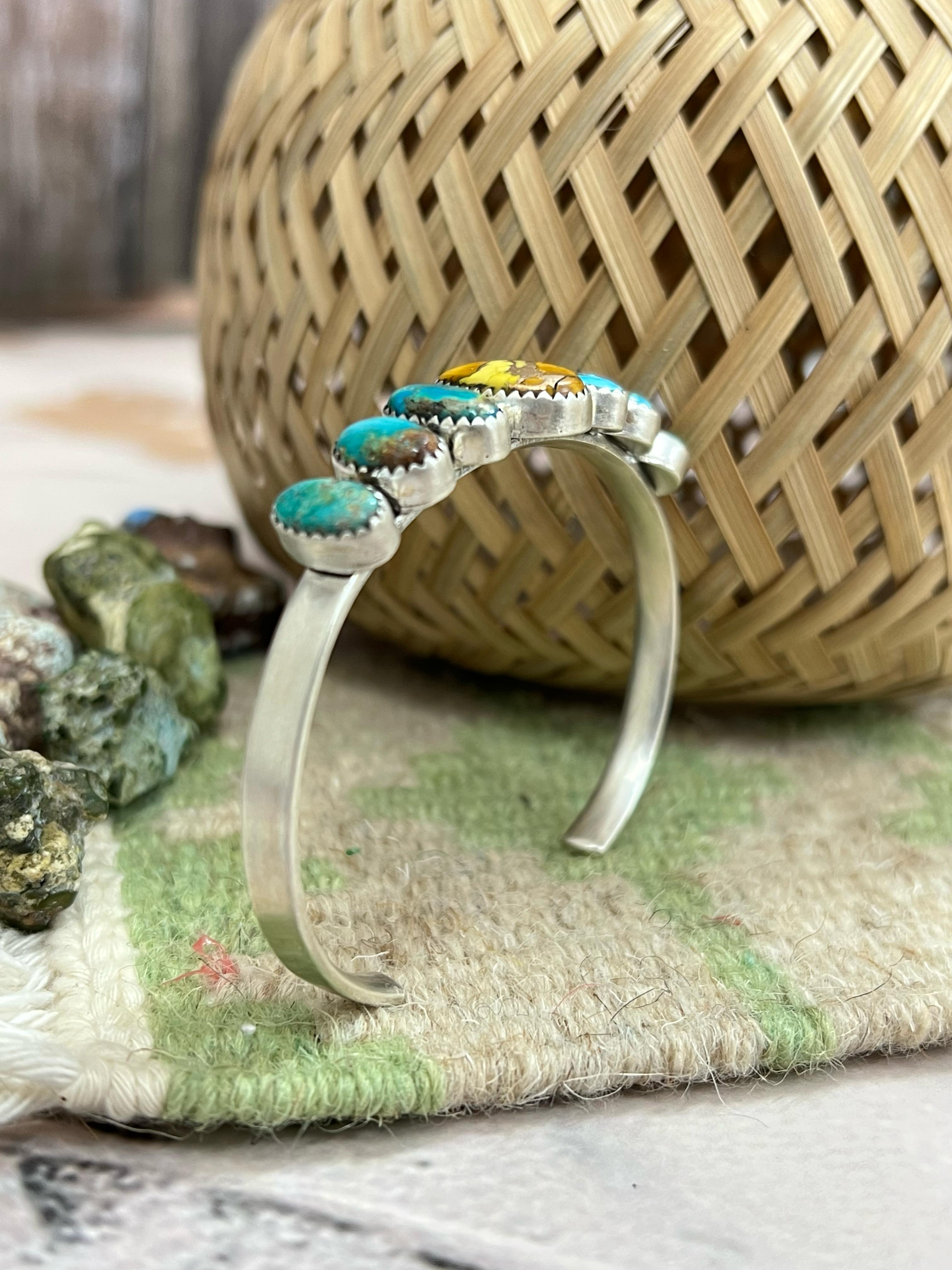 Handmade Sterling Silver Honey Dahlia with South Hill Bracelet with Signed Nizhoni