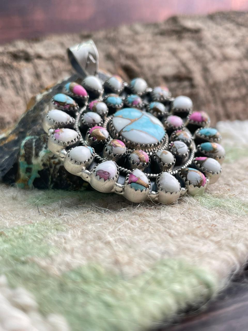 Handmade Sterling Silver Cotton Candy Pendant "Signed Nizhoni"