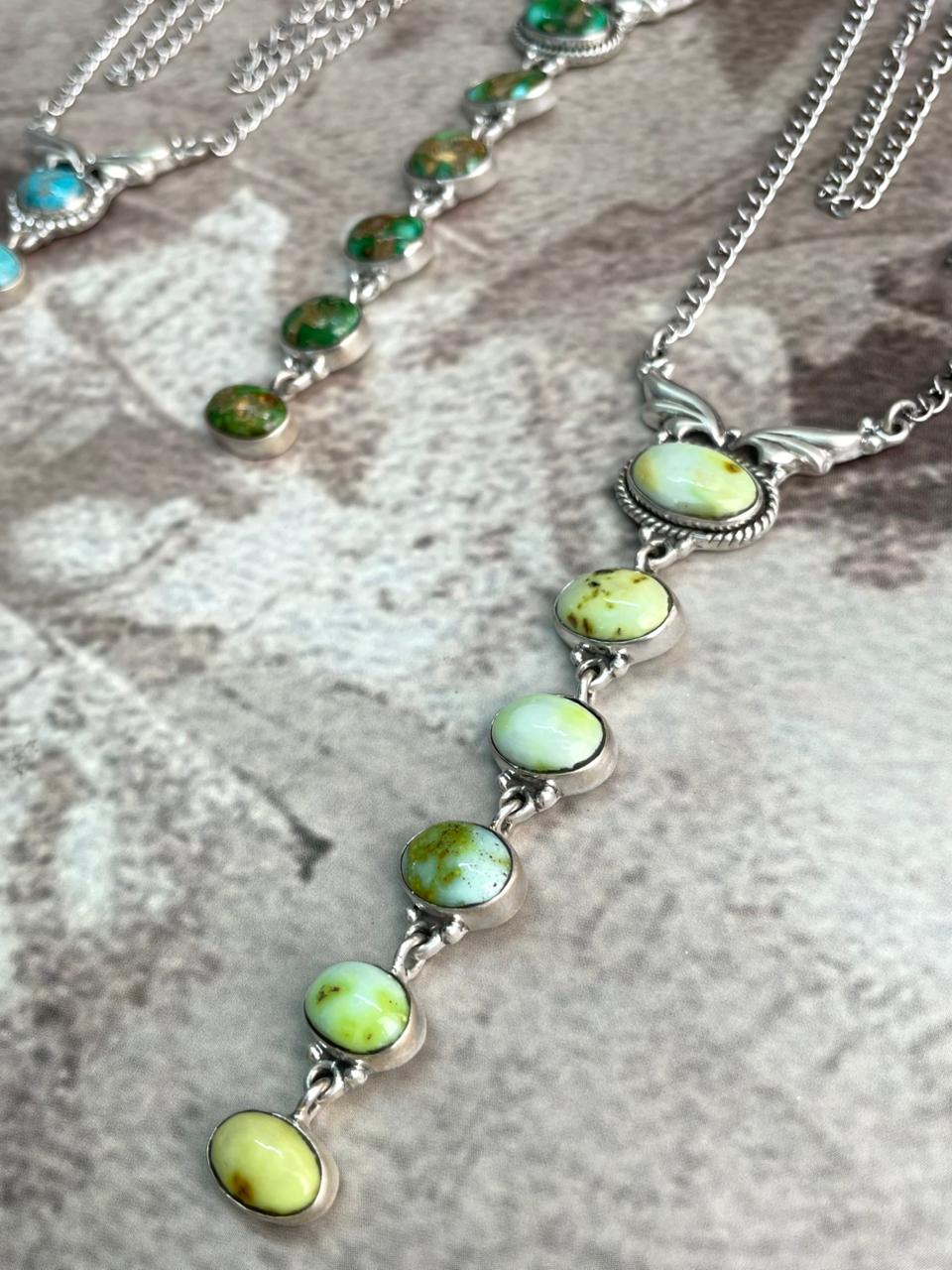 Handmade Sterling Silver Multi Stone Necklace "Signed Nizhoni"