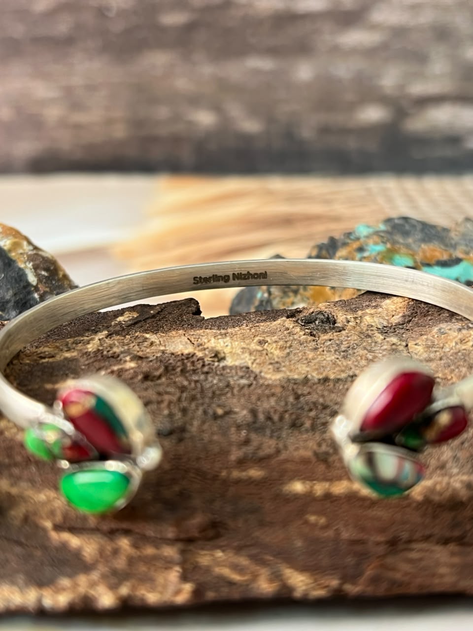 Handmade Sterling Silver Christmas Dahlia Collection: Cuff Bracelet Signed Nizhoni