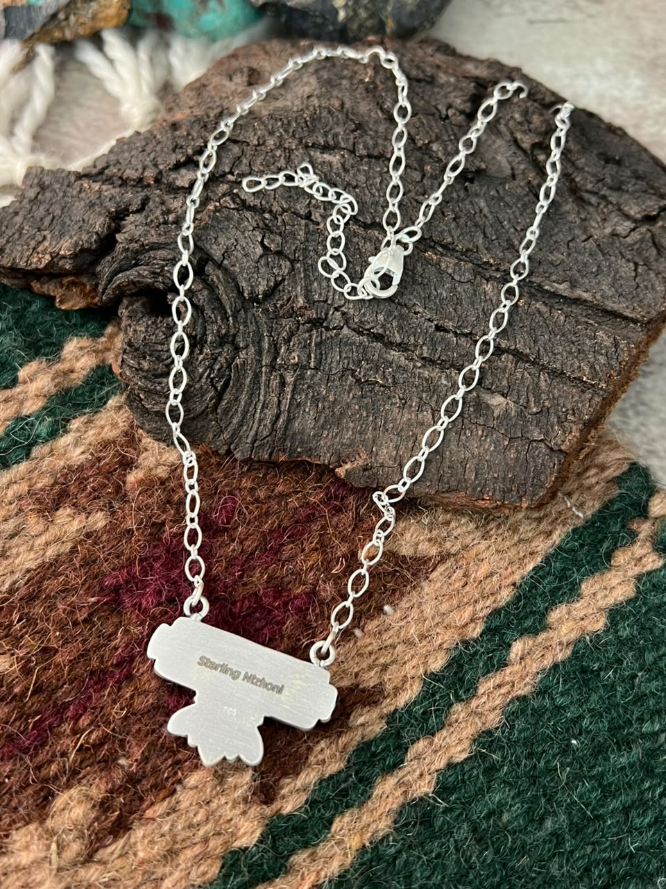 Handmade Sterling Silver Cotton Candy Cobble Stone Necklace Signed Nizhoni
