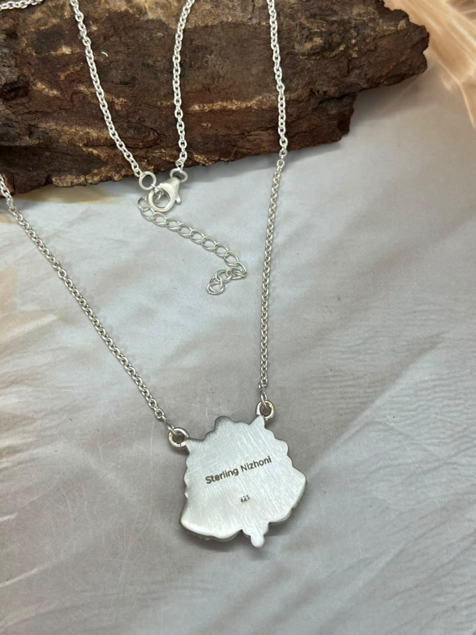 Handmade Sterling Silver Kingman Turquoise Necklace Signed Nizhoni