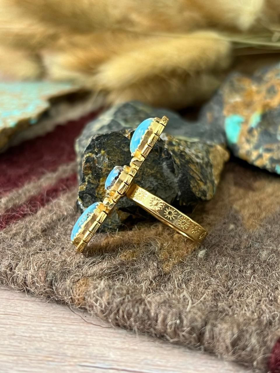 “The Golden Collection” Natural Golden Hills Turquoise Adjustable Ring