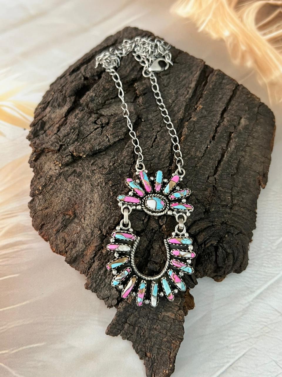 Handmade Sterling Silver Cotton Candy Necklace "Signed Nizhoni"