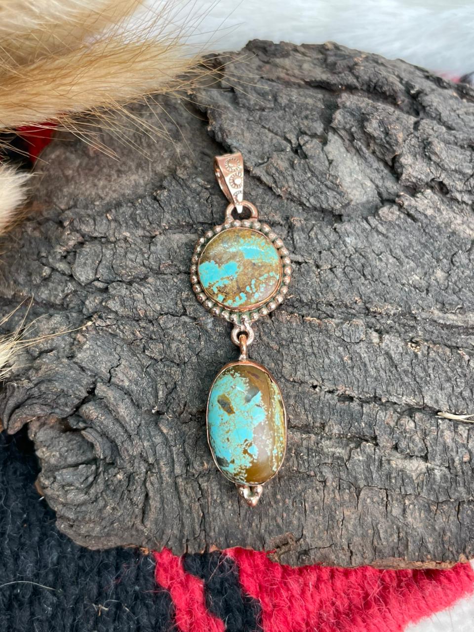 Handmade Copper Collection: Number 8 Turquoise Pendants