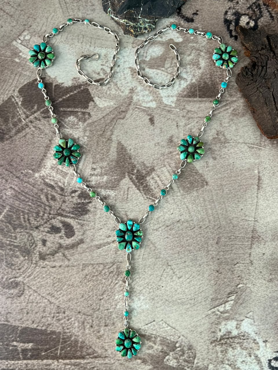 Handmade Sterling Silver Emerald Valley Turquoise Collection: Necklace Signed Nizhoni