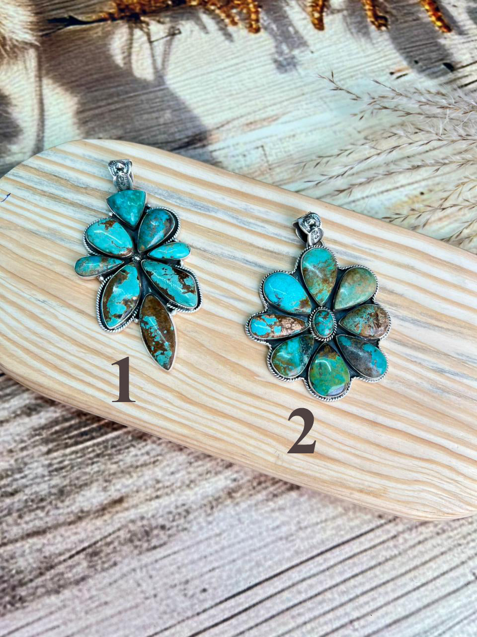 Handmade Sterling Silver Manassa Turquoise Pendant "Signed Nizhoni" (3)
